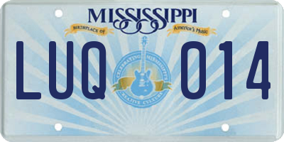 MS license plate LUQ014