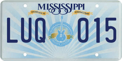 MS license plate LUQ015