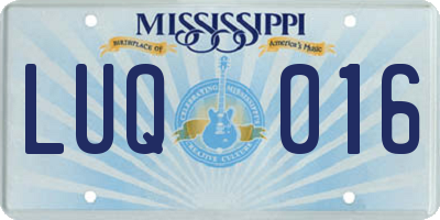 MS license plate LUQ016