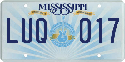 MS license plate LUQ017