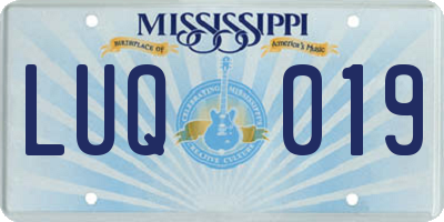 MS license plate LUQ019