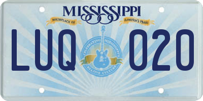 MS license plate LUQ020