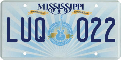 MS license plate LUQ022