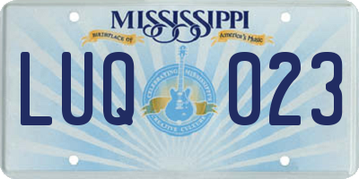MS license plate LUQ023