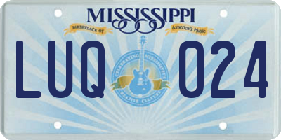 MS license plate LUQ024