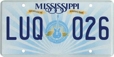 MS license plate LUQ026