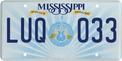 MS license plate LUQ033