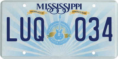 MS license plate LUQ034