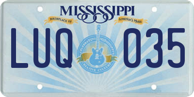 MS license plate LUQ035