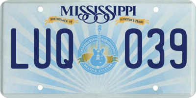 MS license plate LUQ039