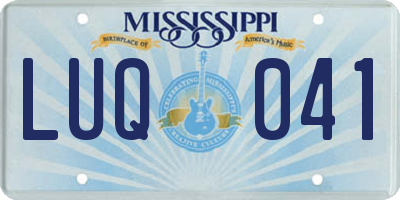 MS license plate LUQ041