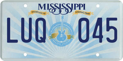 MS license plate LUQ045