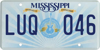 MS license plate LUQ046