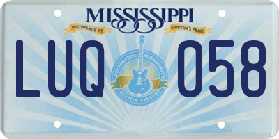 MS license plate LUQ058