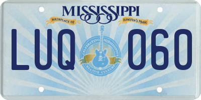 MS license plate LUQ060