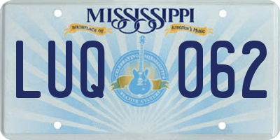 MS license plate LUQ062