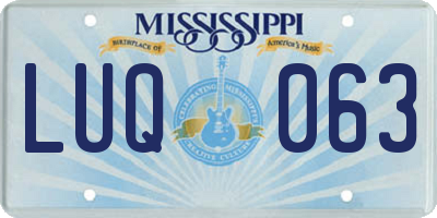 MS license plate LUQ063