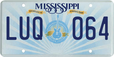 MS license plate LUQ064