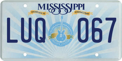MS license plate LUQ067