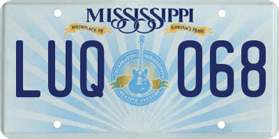 MS license plate LUQ068