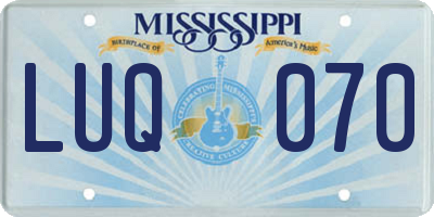 MS license plate LUQ070