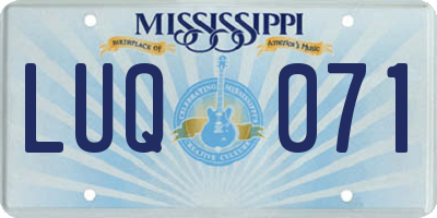 MS license plate LUQ071