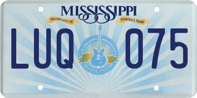 MS license plate LUQ075