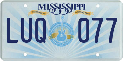 MS license plate LUQ077