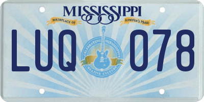 MS license plate LUQ078