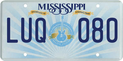 MS license plate LUQ080