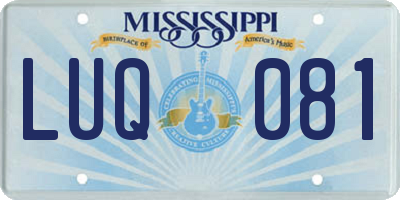 MS license plate LUQ081