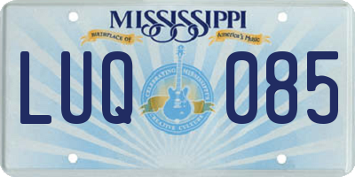 MS license plate LUQ085