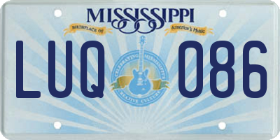 MS license plate LUQ086