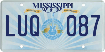 MS license plate LUQ087