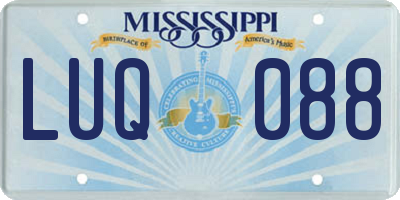 MS license plate LUQ088