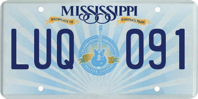 MS license plate LUQ091