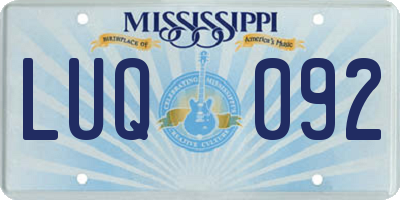MS license plate LUQ092