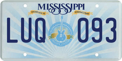MS license plate LUQ093