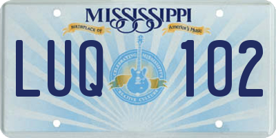 MS license plate LUQ102