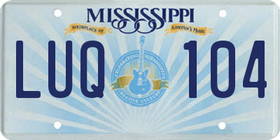 MS license plate LUQ104
