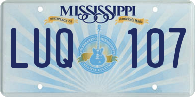 MS license plate LUQ107
