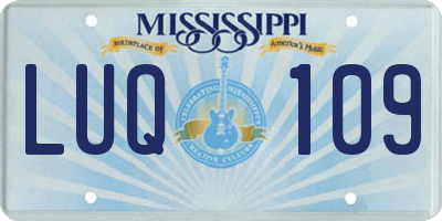 MS license plate LUQ109