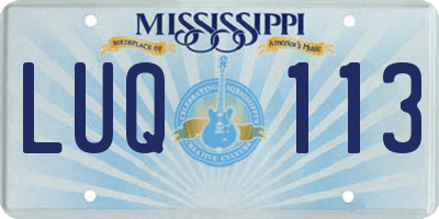 MS license plate LUQ113