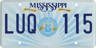 MS license plate LUQ115