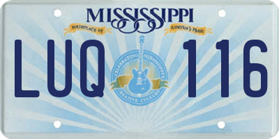 MS license plate LUQ116