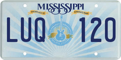 MS license plate LUQ120