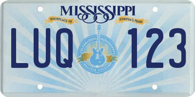 MS license plate LUQ123