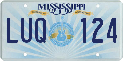MS license plate LUQ124