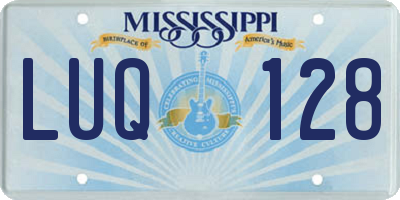 MS license plate LUQ128
