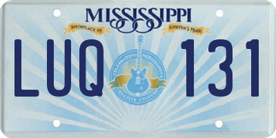 MS license plate LUQ131